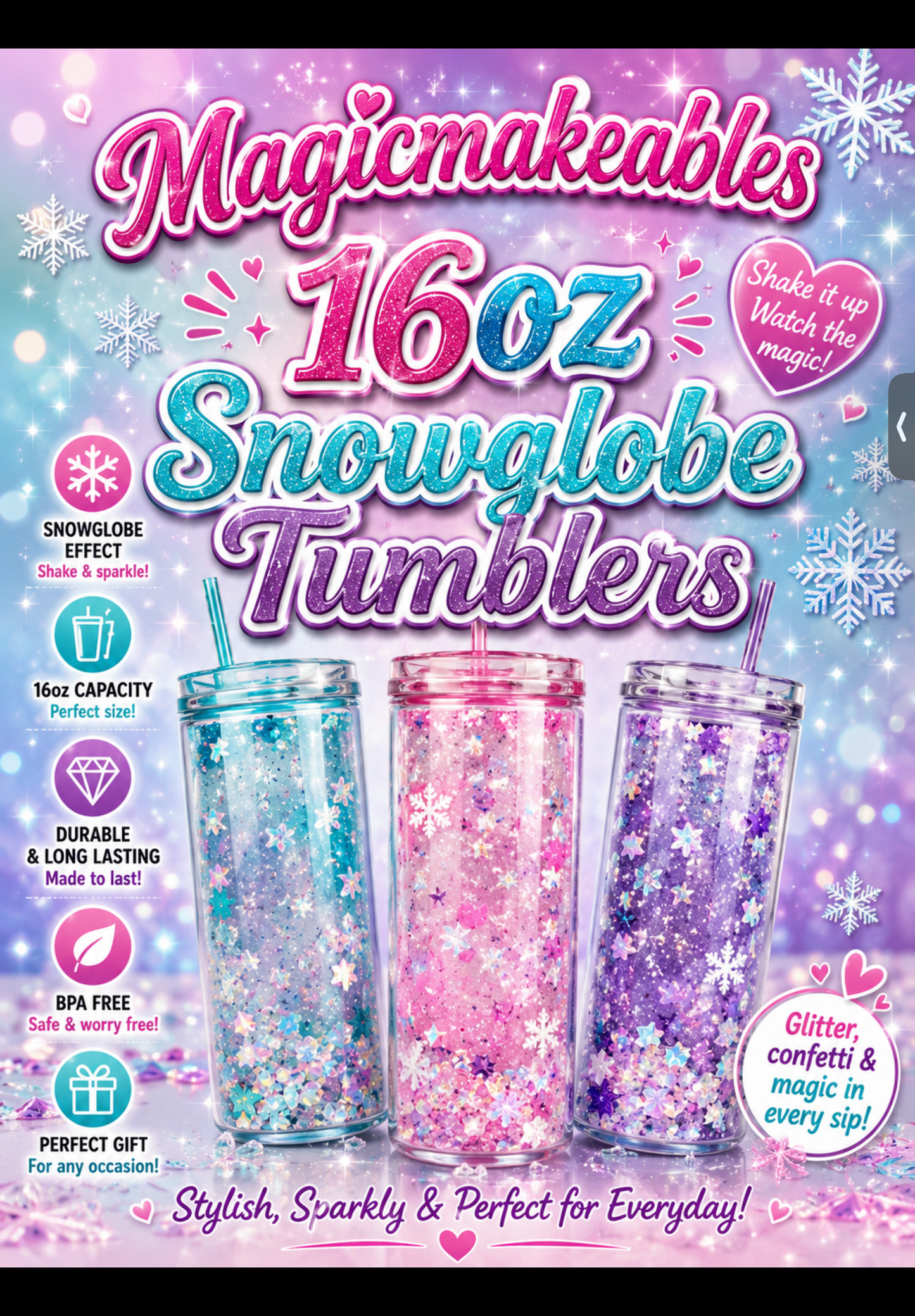 Snowglobes with coloured lids